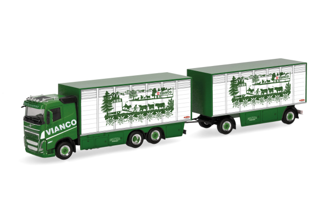 [予約]herpa Cars&Trucks 1/87 (プラスチック製) ボルボ FH GL FD 2020  家畜輸送トレーラー  "Vianco" (スイス)