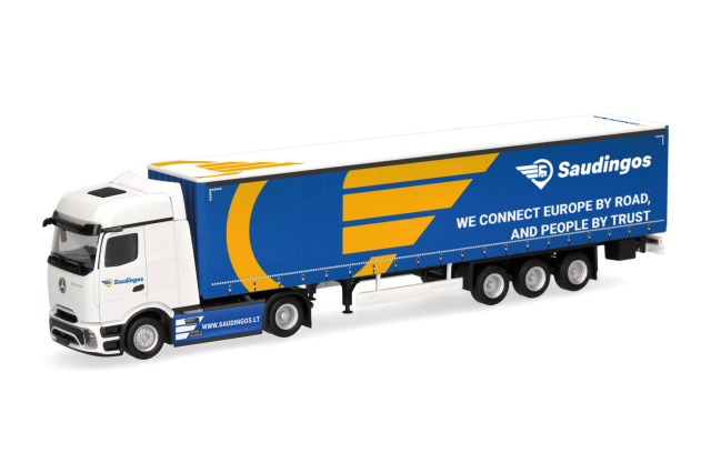 [予約]herpa Cars&Trucks 1/87 (プラスチック製) メルセデスベンツ アクトロス L  プロキャビン ビッグスペース カーテンキャンバスセミトレーラー "Saudingos"（リトアニア）