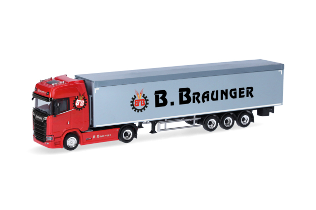 [予約]herpa Cars&Trucks 1/87 (プラスチック製) スカニア CS20 ハイルーフ 床可動式トレーラー "Braunger"