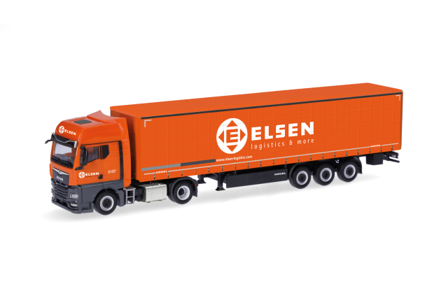 [予約]herpa Cars&Trucks 1/87 (プラスチック製) MAN TGX GX カーテンキャンバスセミトレーラー "Elsen" （ノルトライン＝ヴェストファーレン州）