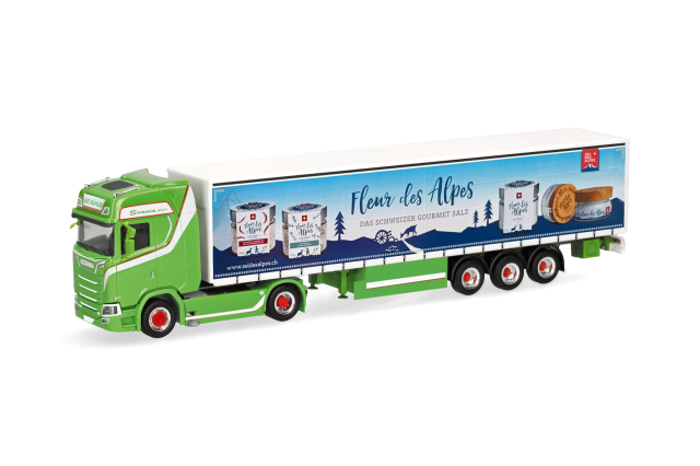 [予約]herpa Cars&Trucks 1/87 (プラスチック製) スカニア CS20 ハイルーフ カーテンキャンバスセミトレーラー "Urs B?hler Fleur des Alpes" (スイス)