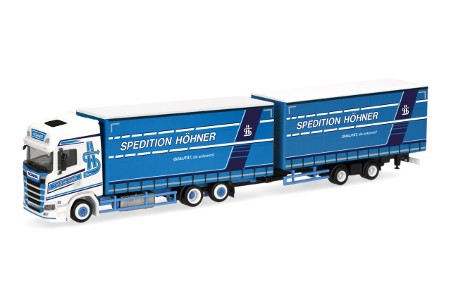[予約]herpa Cars&Trucks 1/87 (プラスチック製) スカニア CS 20 ハイルーフ ボリュームカーテンキャンバス トレーラートラック "Spedition H?hner"