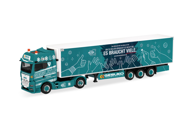 [予約]herpa Cars&Trucks 1/87 (プラスチック製) MAN TGX GX  冷蔵ボックスセミトレーラー  "GESUKO/Drivers help Drivers"
