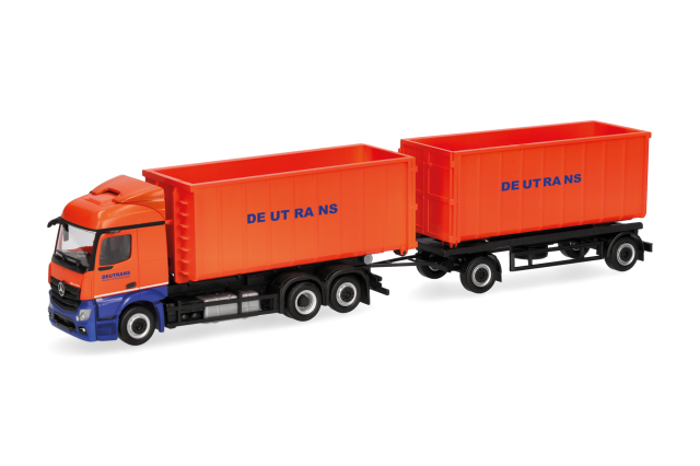[予約]herpa Cars&Trucks 1/87 (プラスチック製) メルセデスベンツ アクトロス ストリームスペース 2.3 ロールオフコンテナトレーラー "Deutrans"