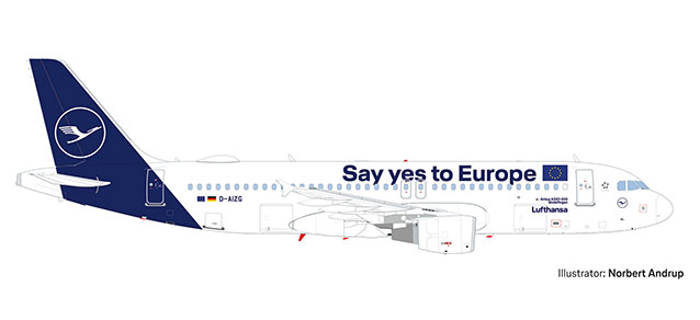 herpa wings 1/500 (ダイキャスト製) A320 ルフトハンザ航空  "Say yes to Europe" D-AIZG