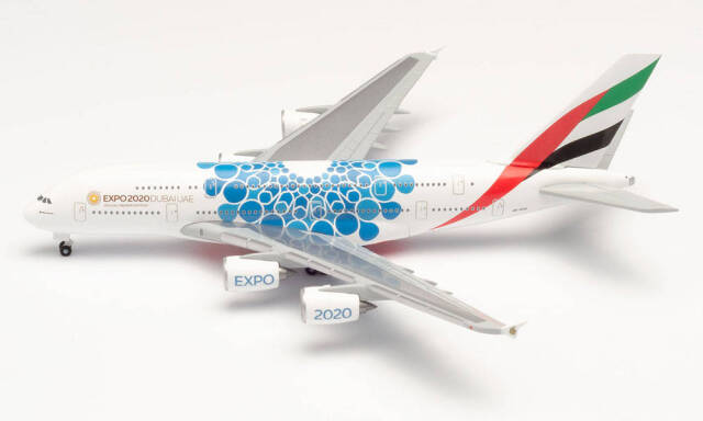 herpa wings 1/500 (ダイキャスト製) A380 エミレーツ航空 Expo 2020 Dubai "Mobility" A6-EOC