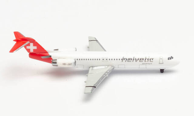 herpa wings 1/500 (ダイキャスト製) Fokker100 ヘルベティック・エアウェイズ HB-JVF