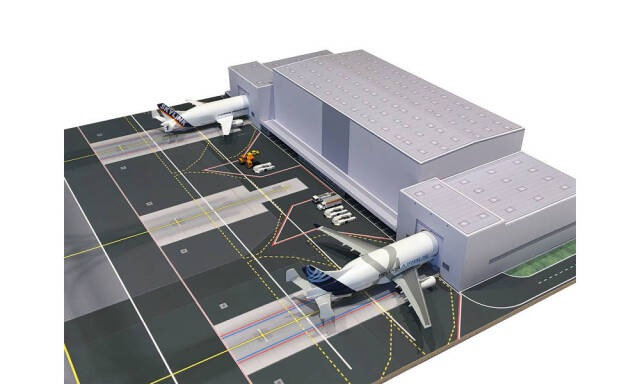 herpa wings 1/500 ベルーガ Unloading Center 段ボールキット、ベースプレート付属