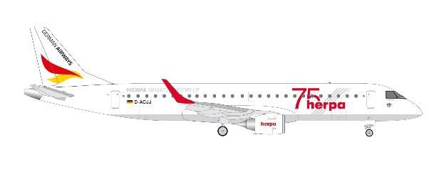 herpa wings 1/500 (ダイキャスト製) E190 ドイツ航空 “Herpa 75 Years” D-ACJJ