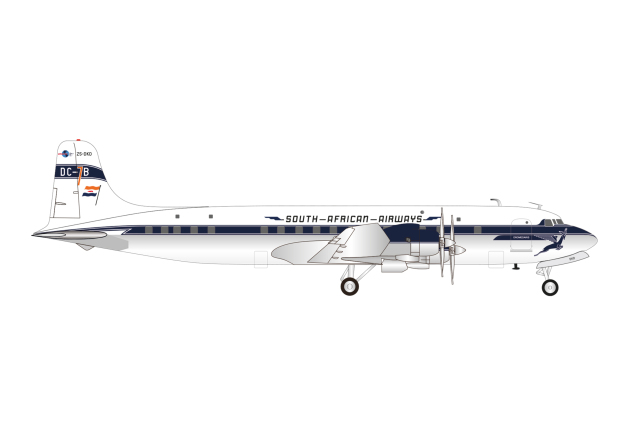 [予約]herpa wings 1/200 (ダイキャスト製) DC-7B  南アフリカ航空 "Dromedaris" ZS-DKD (サドルタンク付き)