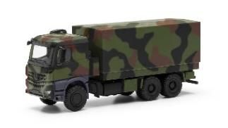 herpa Cars&Trucks 1/87 (プラスチック製) メルセデスベンツ アロクス 6x6 フラットベッド キャンバストラック 迷彩柄