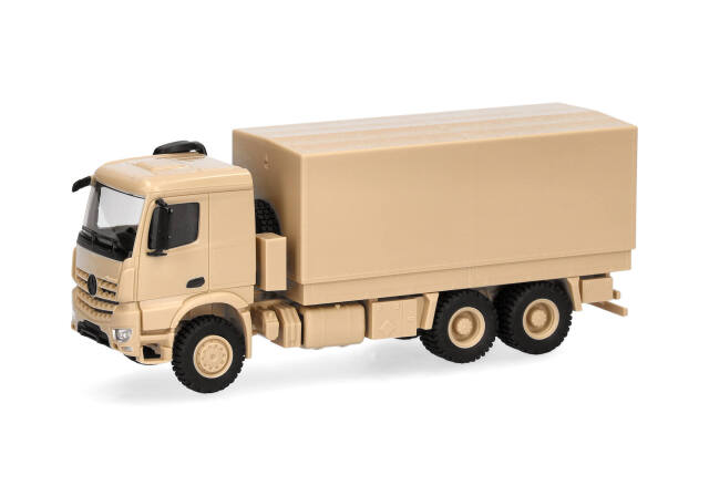 herpa Cars&Trucks 1/87 (プラスチック製) メルセデスベンツ アロクス 6x6 フラットベッドトラック サンドベージュ 無装飾