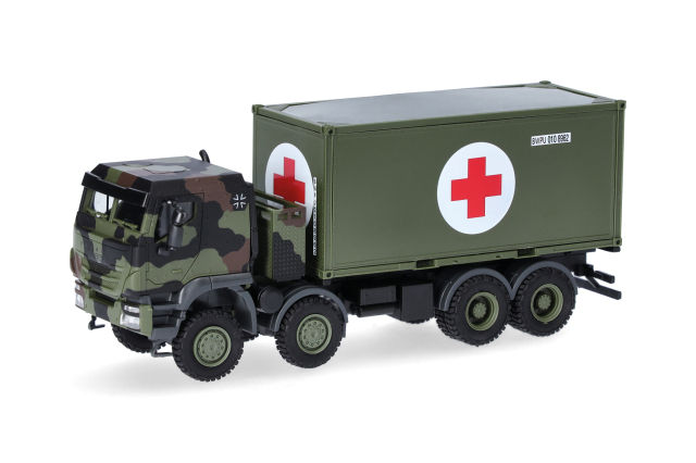 [予約]herpa Cars&Trucks 1/87 (プラスチック製) イベコ トラッカー 8x8  20フィートコンテナ搭載トラック
