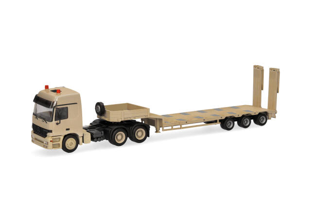 herpa Cars&Trucks 1/87 (プラスチック製) メルセデスベンツ アクトロスL(96) MP1 セミローボーイセミトレーラーリジッドトラクターベルギー軍 サンドベージュ