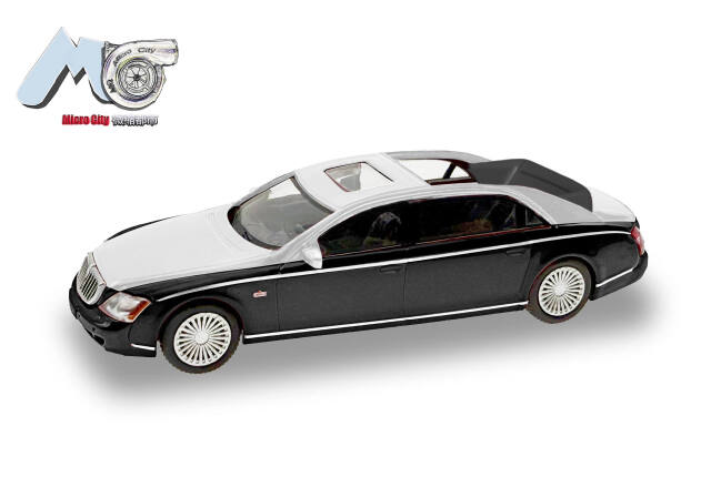 [予約]herpa Cars&Trucks MicroCity 1/87 (プラスチック製) マイバッハ 62S ブラック/シルバー (2002-2013)