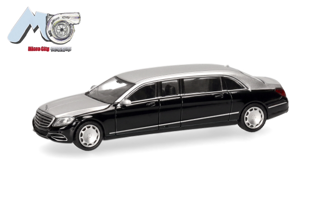 [予約]herpa Cars&Trucks MicroCity 1/87 (プラスチック製) メルセデスベンツ S600 プルマン ブラック/シルバー
