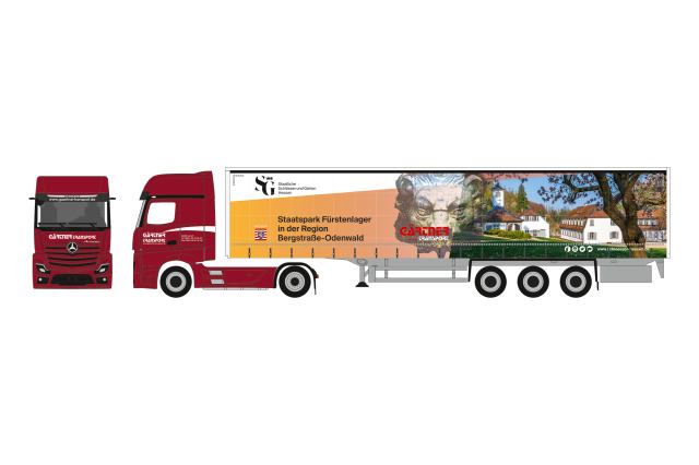 [予約]herpa Cars&Trucks 1/87 (プラスチック製) メルセデスベンツ アクトロス ’18 L カーテンキャンバスセミトレーラー "G?rtner Transporte/Staatspark F?rstenlager"