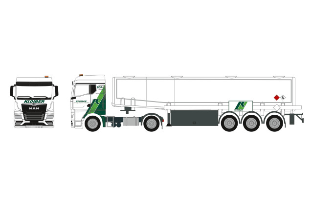 [予約]herpa Cars&Trucks 1/87 (プラスチック製) MAN TGX GM ガソリンタンクセミトレーラー "Kloiber"