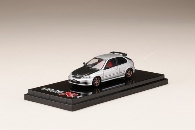 ホビージャパン 1/64 ホンダ CIVIC TYPE R (EK9) カスタムバージョン／カーボンボンネット ボーグシルバーメタリック