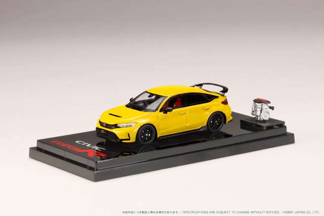 ホビージャパン 1/64 ホンダ シビック TYPE R (FL5) エンジンディスプレイモデル付 イエロー（カスタムカラー）