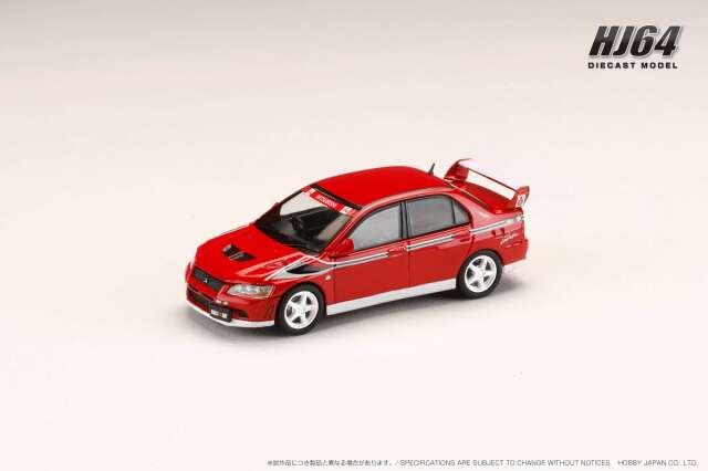 ホビージャパン 1/64 三菱ランサー GSR EVOLUTION 7 RALLY STYLE VERSION パルマレッド