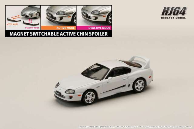 ホビージャパン 1/64 トヨタ スープラ RZ (JZA80) 純正オプション装着車 アクティブスポイラーパーツ付き スーパーホワイトII