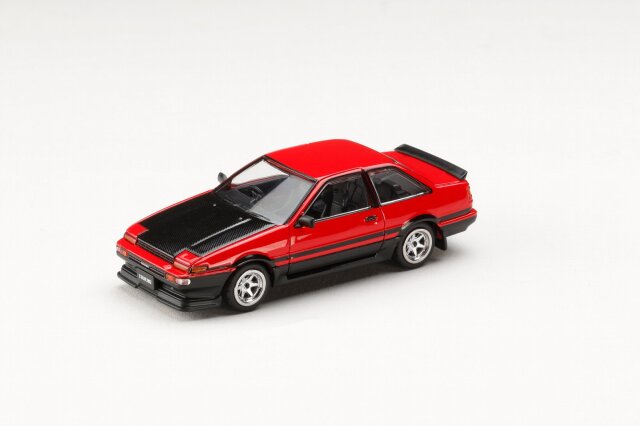 [予約]ホビージャパン 1/64 (ダイキャスト製) トヨタスプリンタートレノ GT APEX (AE86) 2 DOOR 後期型 JDM STYLE カーボンボンネット レッド/ブラック