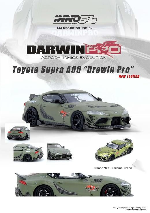 [予約]INNO Models(イノモデル) 1/64 (ダイキャスト製) Toyota スープラ A90 DARWIN PRO マットグリーン