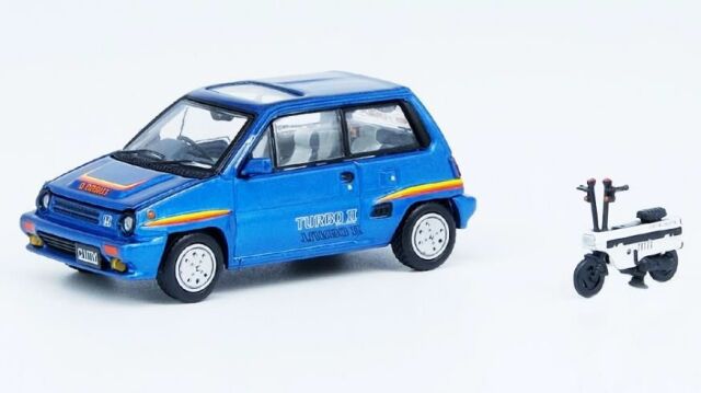 INNO Models(イノモデル) 1/64 Honda シティ ターボII ブルー モトコンポ ホワイト 付属