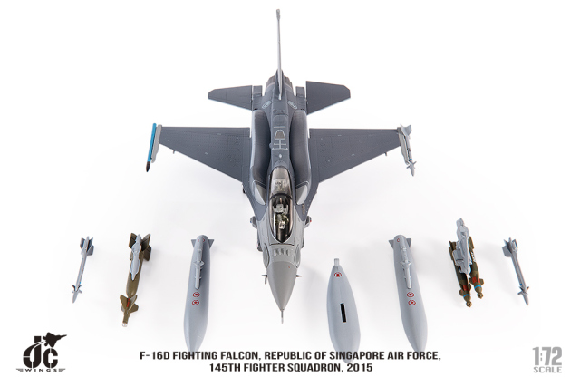 ミニカー　1/72 F-16D シンガポール空軍 145th FS 2015 [JCW-72-F16-019] JCW 1/72 (ダイキャスト製) F-16D シンガポール空軍 145th FS