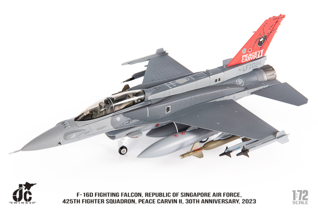 JCW 1/72 (ダイキャスト製) F-16D シンガポール空軍 425th FS Peace Carvin II 30周年記念 2023 #024