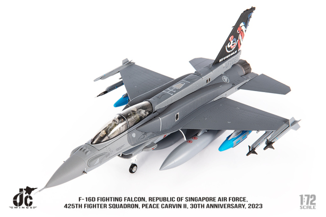 JCW 1/72 (ダイキャスト製) F-16D シンガポール空軍 425th FS Peace Carvin II 30周年記念 2023 #029