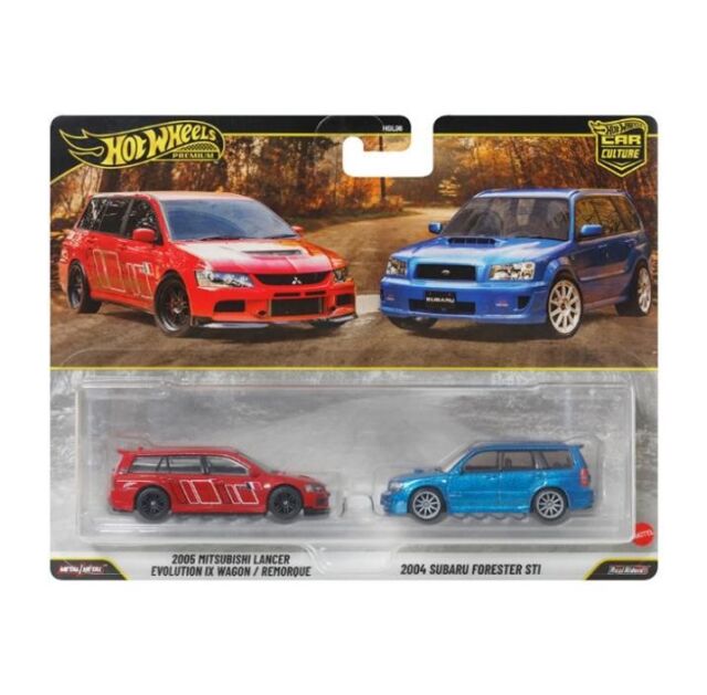 Hot Wheels  (ダイキャスト製) プレミアム2パック 2005 三菱ランサー エボリューション IX ワゴン / 2004 スバル フォレスター STI