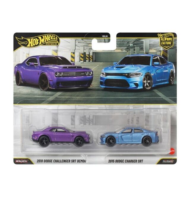 [予約]Hot Wheels  (ダイキャスト製) プレミアム2パック 2018 ダッジ チャレンジャー SRT デーモン / 2015 ダッジ チャージャー SRT