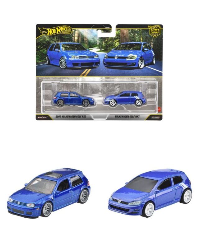 [予約]Hot Wheels 1/64 (ダイキャスト製) プレミアム2パック 2004 フォルクスワーゲン ゴルフ R32 / フォルクスワーゲン ゴルフ MK7