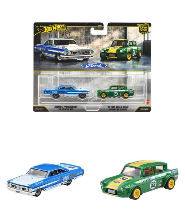 [予約]Hot Wheels 1/64 (ダイキャスト製) プレミアム2パック カスタム '64 ギャラクシー 500 / '67 フォード アングリア レーサー
