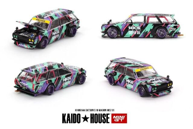 MINI GT 1/64 (ダイキャスト製) ダットサン ストリート 510 ワゴン HKS V1(右ハンドル)