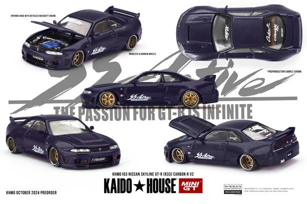 MINI GT 1/64 (ダイキャスト製) Nissan スカイライン GT-R R33 Active Carbon R V2(右ハンドル)