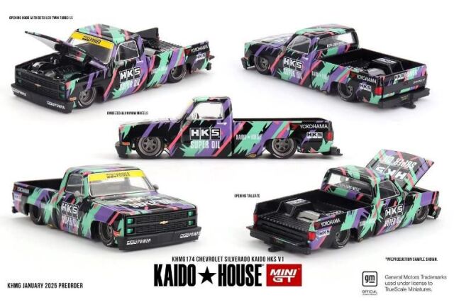 MINI GT 1/64 (ダイキャスト製) シボレー シルバラード KAIDO HKS V1(右ハンドル)