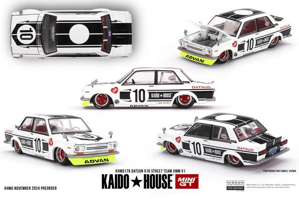 MINI GT 1/64 (ダイキャスト製) ダットサン 510 ストリート Team XMM V1(左ハンドル)