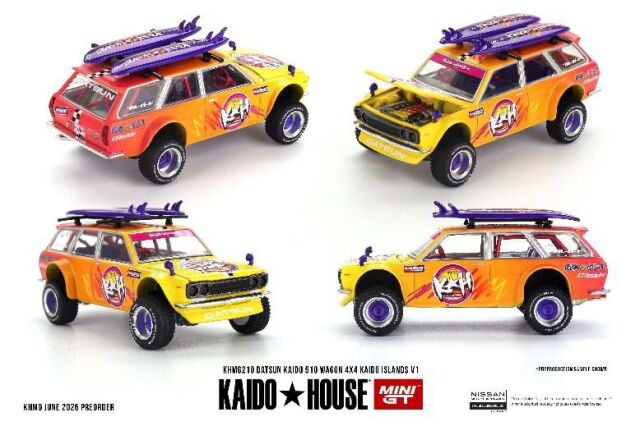 MINI GT 1/64 (ダイキャスト製) ダットサン 510 ワゴン 4x4 Kaido ISLANDS V1(右ハンドル)