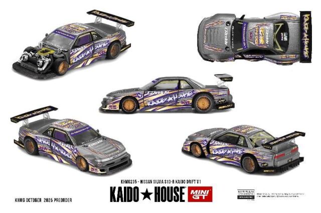 [予約]MINI GT 1/64 (ダイキャスト製) Nissan シルビア S13-R KAIDO DRIFT V1(右ハンドル)
