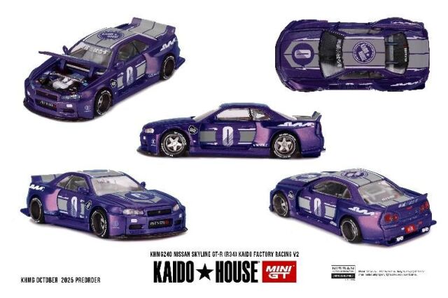 [予約]MINI GT 1/64 (ダイキャスト製) Nissan スカイライン GT-R R34 KAIDO RACING FACTORY V2(右ハンドル)