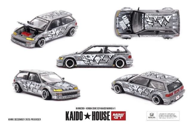[予約]MINI GT 1/64 (ダイキャスト製) Honda シビック EF Kaido マンガ V1(左ハンドル)