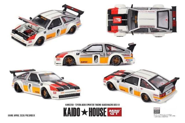 [予約]MINI GT 1/64 (ダイキャスト製) Toyota AE86 スプリンタートレノ Kaido Racing Dev V1(右ハンドル)