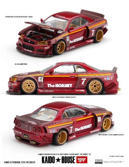 [予約]MINI GT 1/64 (ダイキャスト製) Nissan スカイライン GT-R R34 TAMIYA x KAIDO HOUSE"ホーネット" V2(右ハンドル）