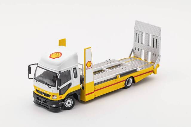 ゲインコーププロダクツ 1/64 三菱 Fuso トラック - ダブルデッカートレーラー / SHELL イエロー/ホワイト
