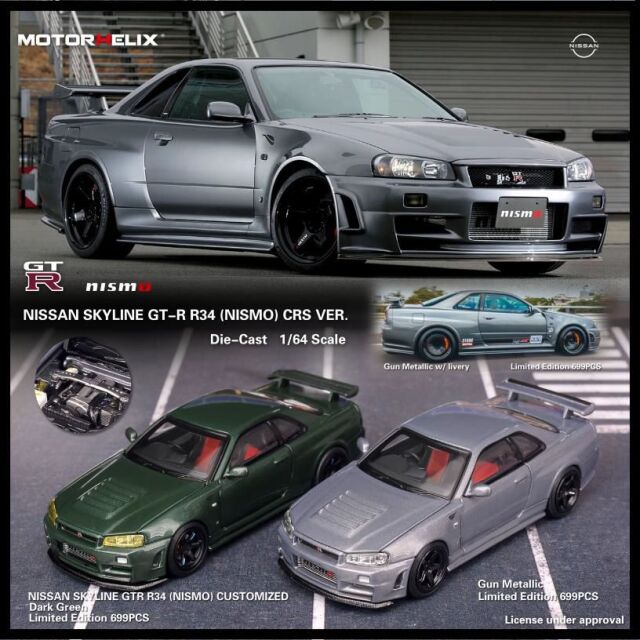 MOTORHELIX（モーターへリックス）1/64 日産スカイラインGTR R34 (NISMO) CRS VER. ガンメタリック