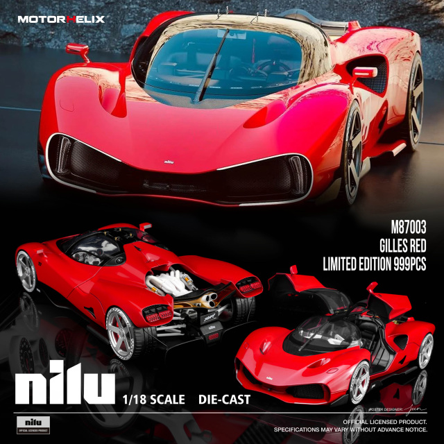 [予約]MOTORHELIX(モーターへリックス) 1/18 (ダイキャスト製) Nilu GILLES RED