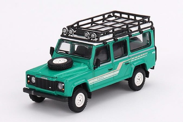 MINI GT 1/64 ランドローバー ディフェンダー 110 1985 カウンティステーションワゴン トライテンドグリーン(左ハンドル)
